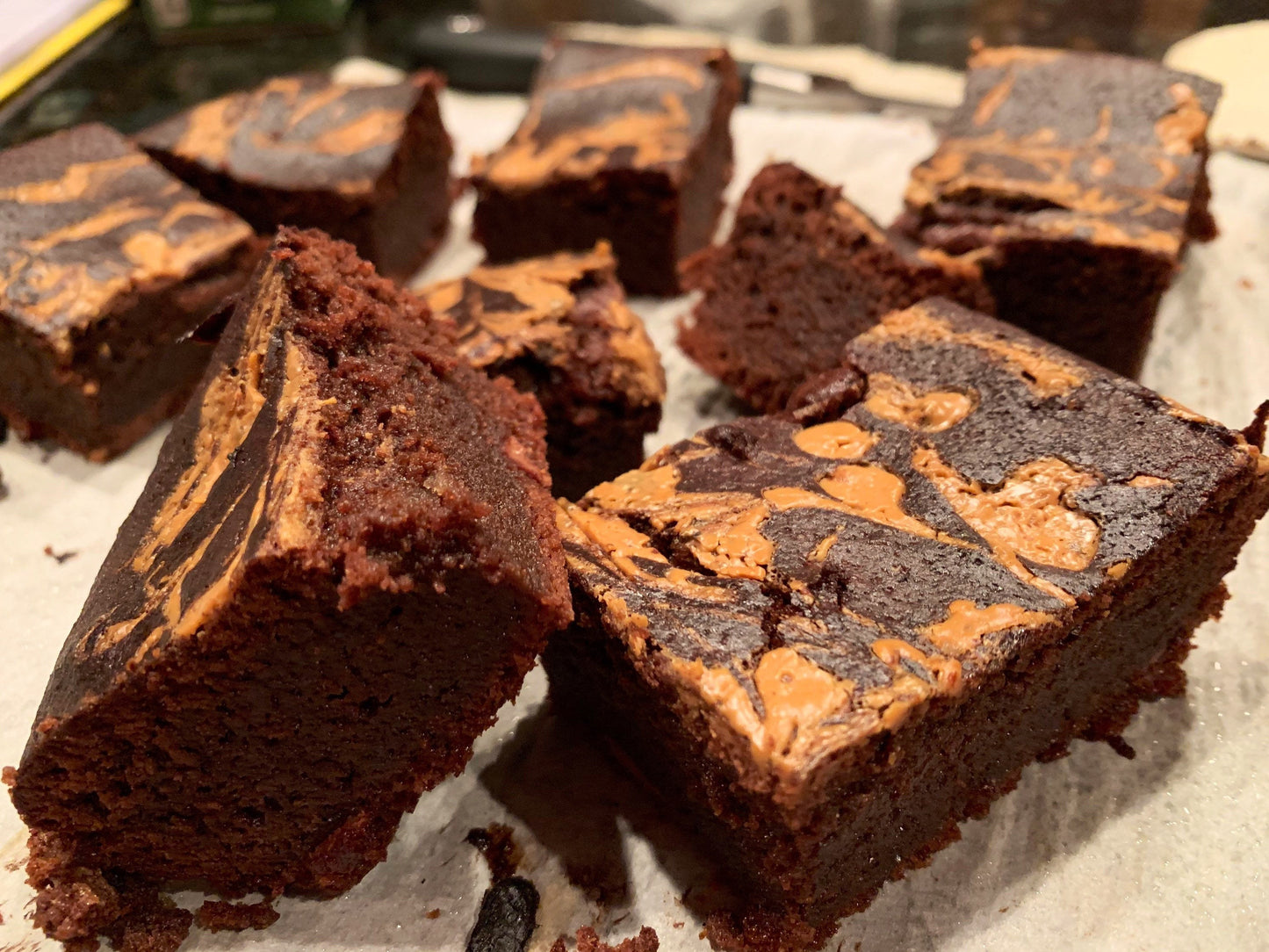 3g Net Carb Keto/GF fudge brownies with PB swirl
