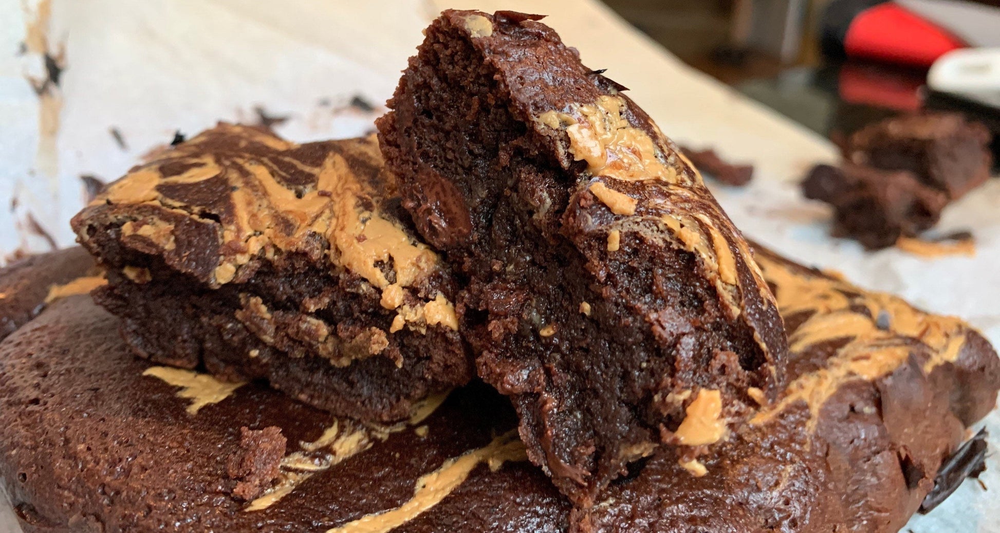3g Net Carb Keto/GF fudge brownies with PB swirl